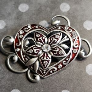 Baroque Style Enameled Heart Brooch